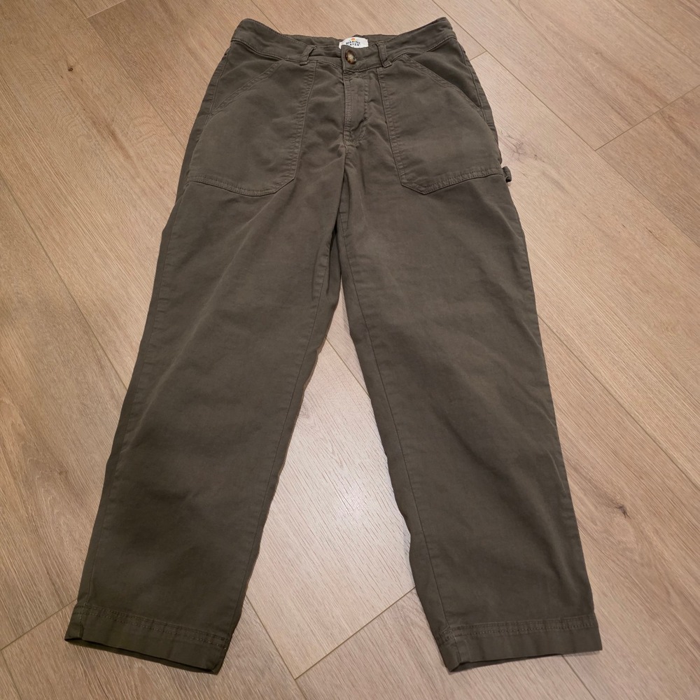 Marine Layer Maya Olive Green Carpenter Utility Pants Straight Leg Size 6 Gorp